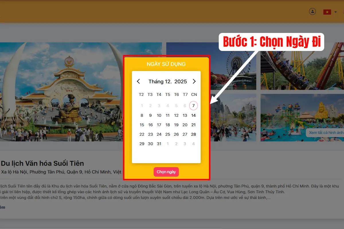 Huong dan mua ve online Suối Tiên