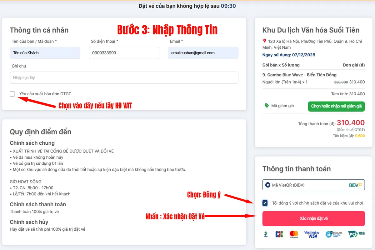 Huong dan mua ve online Suối Tiên